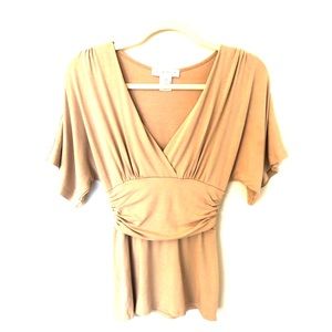 Tan White House Black Market Short Sleeve Top